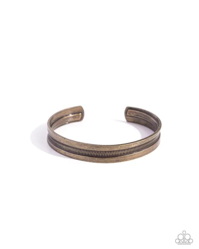Treaded Tundra Brass Cuff Bracelet Paparazzi Paparazzi Accessories Bracelets