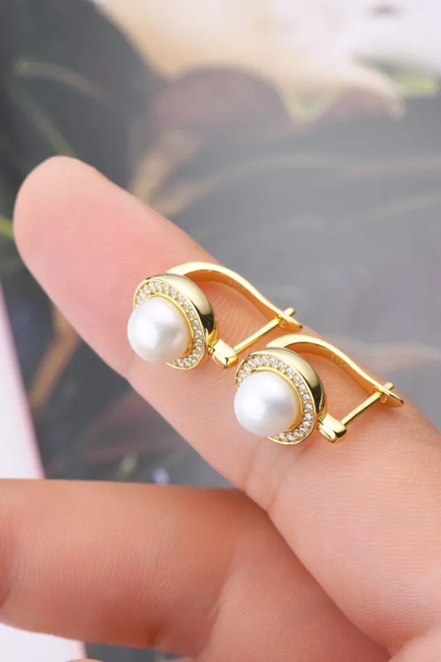 Trendsi Earrings Moissanite Pearl 925 Sterling Silver Earrings