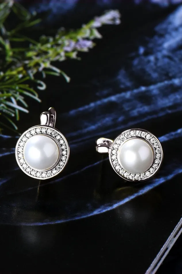 Trendsi Earrings Moissanite Pearl 925 Sterling Silver Earrings