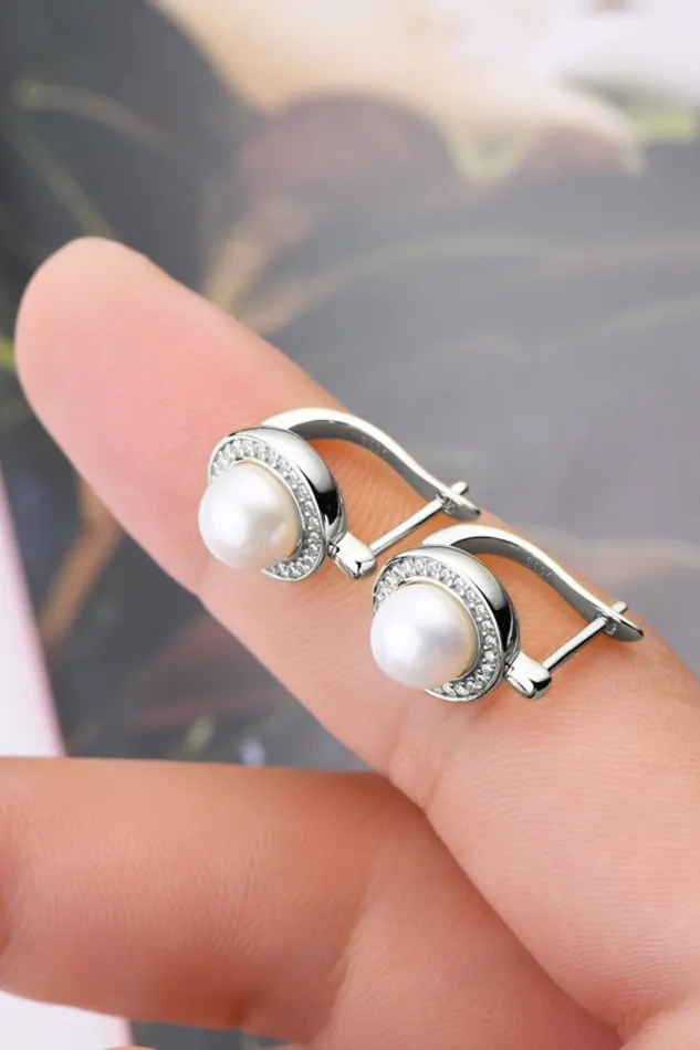 Trendsi Earrings Moissanite Pearl 925 Sterling Silver Earrings