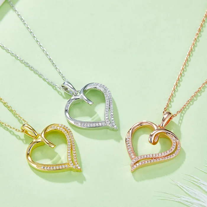 Trendsi Necklaces Moissanite 925 Sterling Silver Heart Shape Necklace