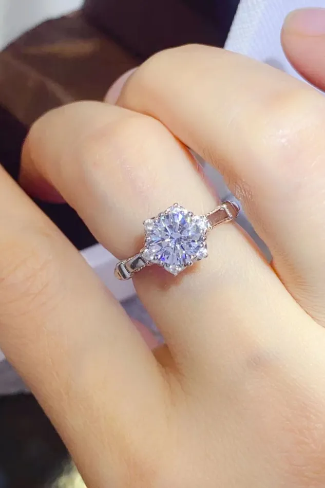 Trendsi Rings 1 Carat Moissanite 925 Sterling Silver Ring