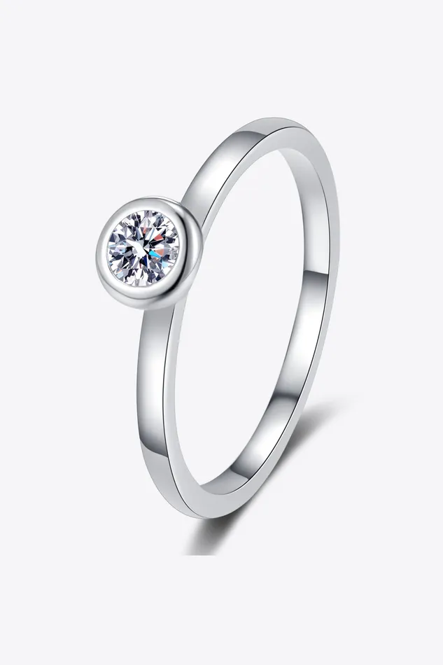 Trendsi Rings Moissanite RhodiumPlated Solitaire Ring