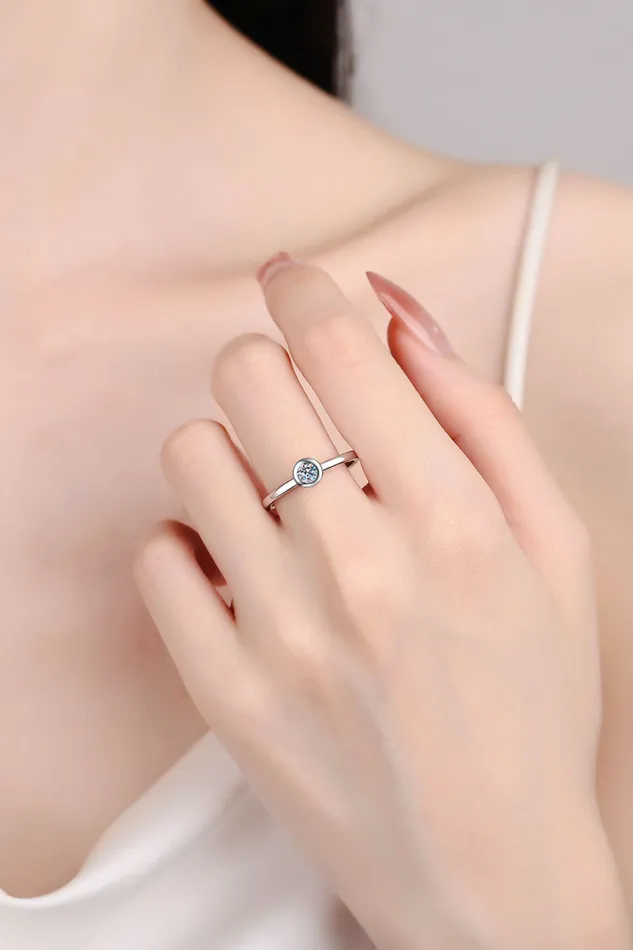Trendsi Rings Moissanite RhodiumPlated Solitaire Ring