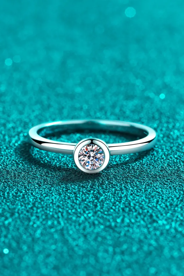 Trendsi Rings Moissanite RhodiumPlated Solitaire Ring