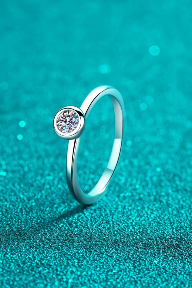 Trendsi Rings Moissanite RhodiumPlated Solitaire Ring