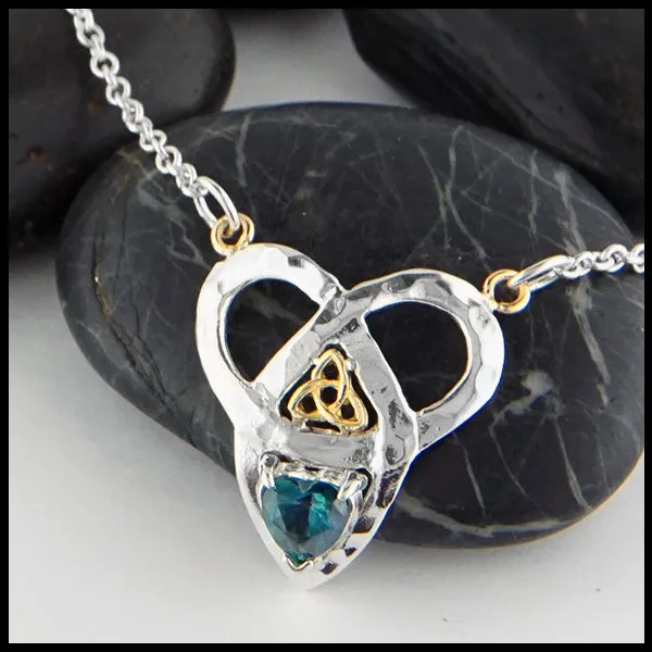 Trinity Knot and Heart Shaped Evergreen Topaz Necklace Walker Metalsmiths Necklaces Trinity Knot and Heart Shaped Evergreen Topaz Necklace Walker Metalsmiths Necklaces