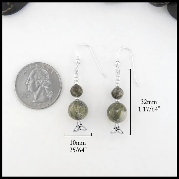 Trinity Knot Earrings with Connemara Marble Walker Metalsmiths Earrings