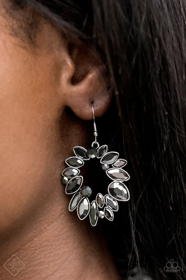 Try as I DYNAMITE Silver and Hematite Earrings Paparazzi Fashion Fix Exclusive October 2020 Paparazzi Accessories Earrings