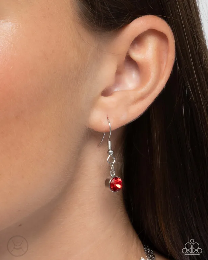 Valentines Vibe Red Heart Gem White Rhinestone Silver Choker Necklace Paparazzi Paparazzi Accessories Necklaces