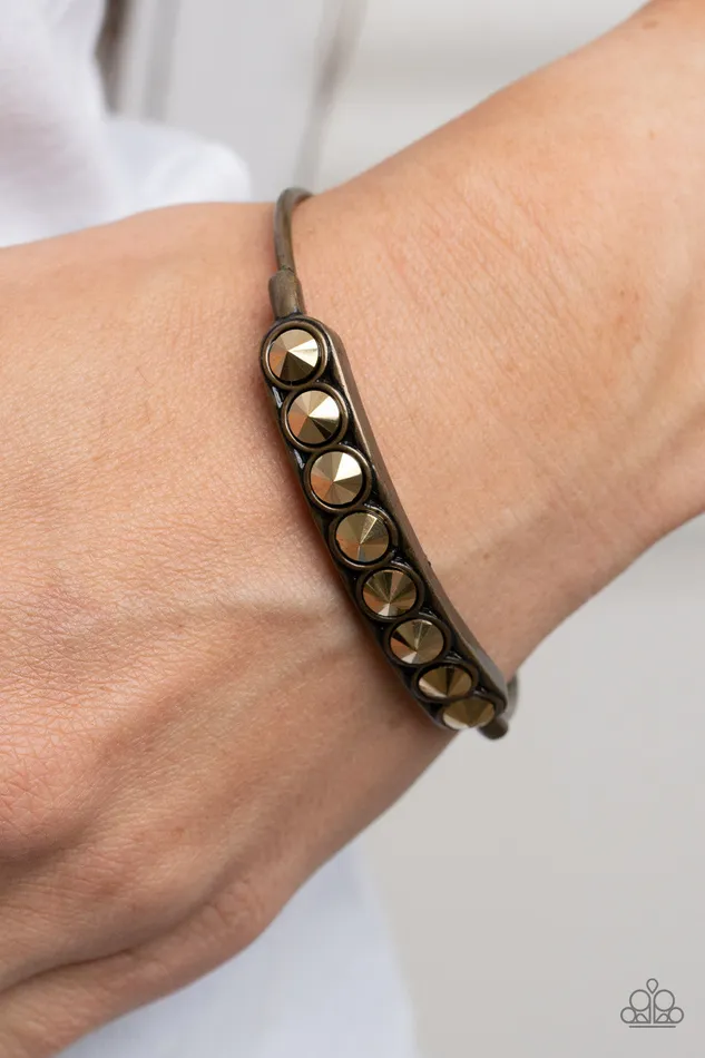 Vertigo Views Brass Aurum Rhinestone Bracelet Paparazzi Paparazzi Accessories Bracelets