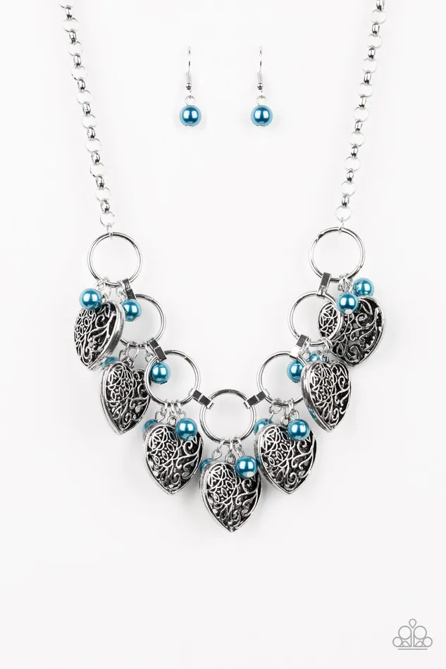 Very Valentine Blue Pearl Silver Heart Necklace Paparazzi Paparazzi Accessories Necklaces Very Valentine Blue Pearl Silver Heart Necklace Paparazzi Paparazzi Accessories Necklaces
