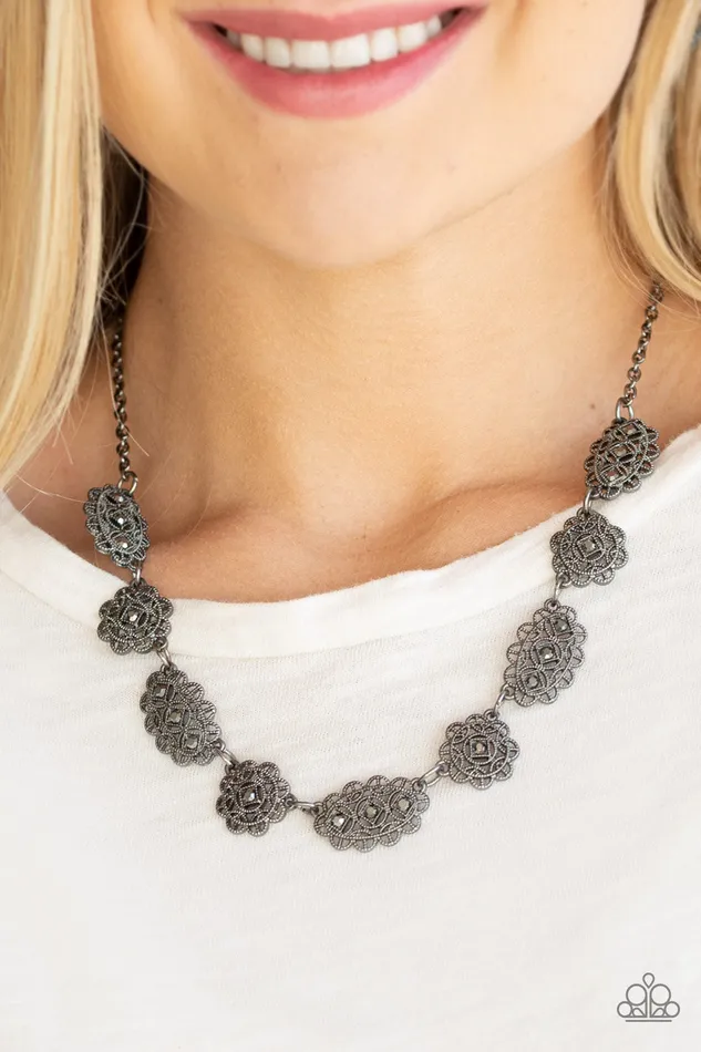Vintage Vogue Black Gunmetal Filigree Hematite Rhinestone Necklace Paparazzi Paparazzi Accessories Necklaces