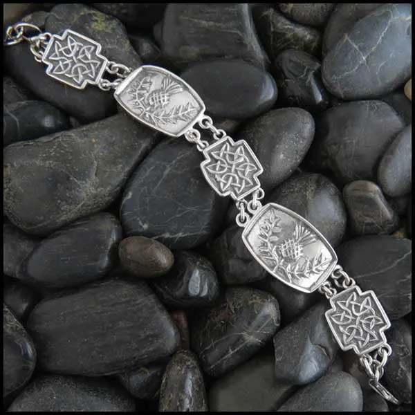 Walker Metalsmiths Bracelets Thistle and Celtic Knot Link Bracelet