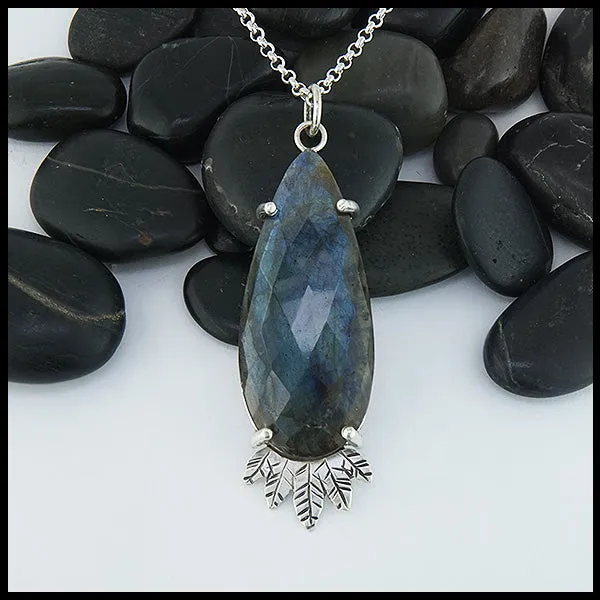 Walker Metalsmiths Celtic Jewelry Necklaces Rose Cut Labradorite Pendant