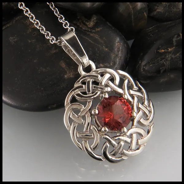 Walker Metalsmiths Josephines Knot Pendant with Garnet Necklaces