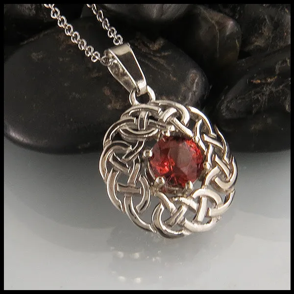 Walker Metalsmiths Josephines Knot Pendant with Garnet Necklaces