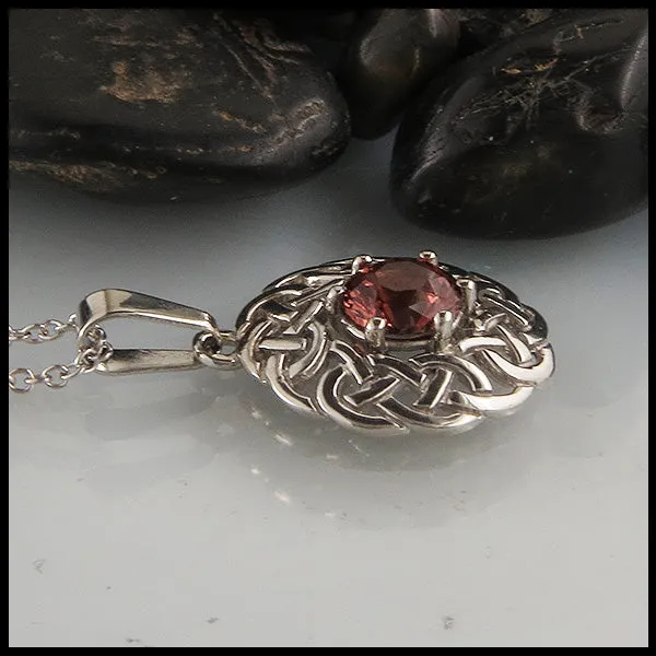 Walker Metalsmiths Josephines Knot Pendant with Garnet Necklaces