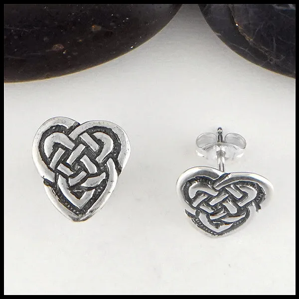 Walker Metalsmiths Maggies Heart Knot Drop or Post Earrings in Silver Earrings