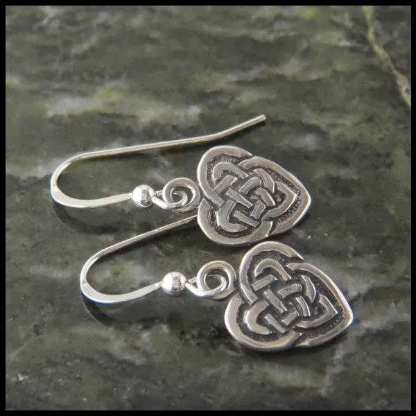 Walker Metalsmiths Maggies Heart Knot Drop or Post Earrings in Silver Earrings