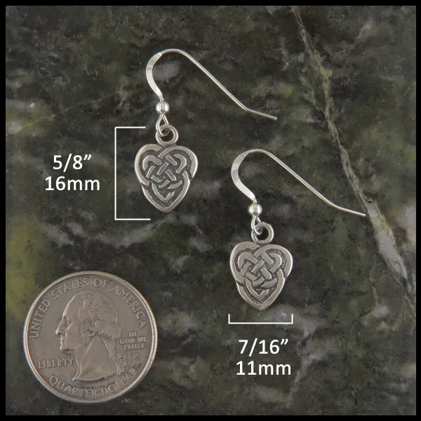 Walker Metalsmiths Maggies Heart Knot Drop or Post Earrings in Silver Earrings