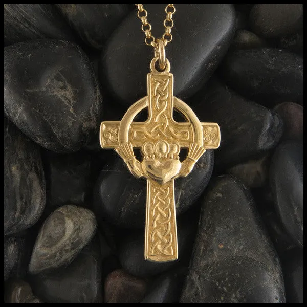 Walker Metalsmiths Necklaces Claddagh Cross Pendant in Gold