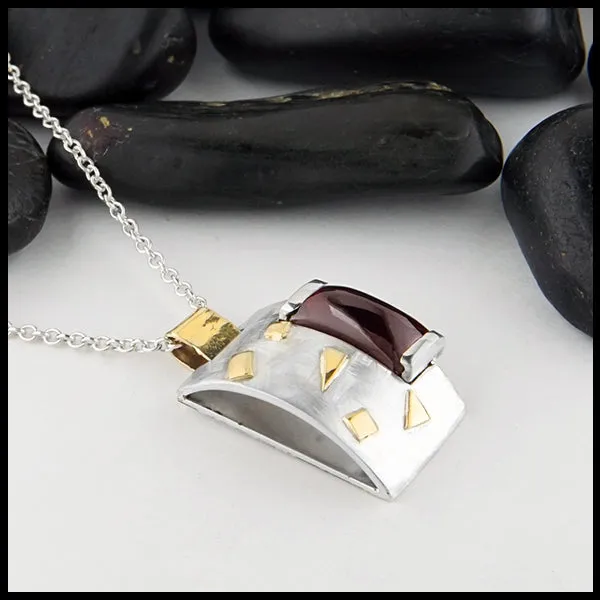 Walker Metalsmiths Necklaces Custom Sterling Silver and Garnet Pendant