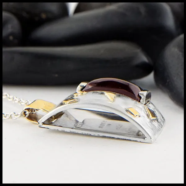 Walker Metalsmiths Necklaces Custom Sterling Silver and Garnet Pendant