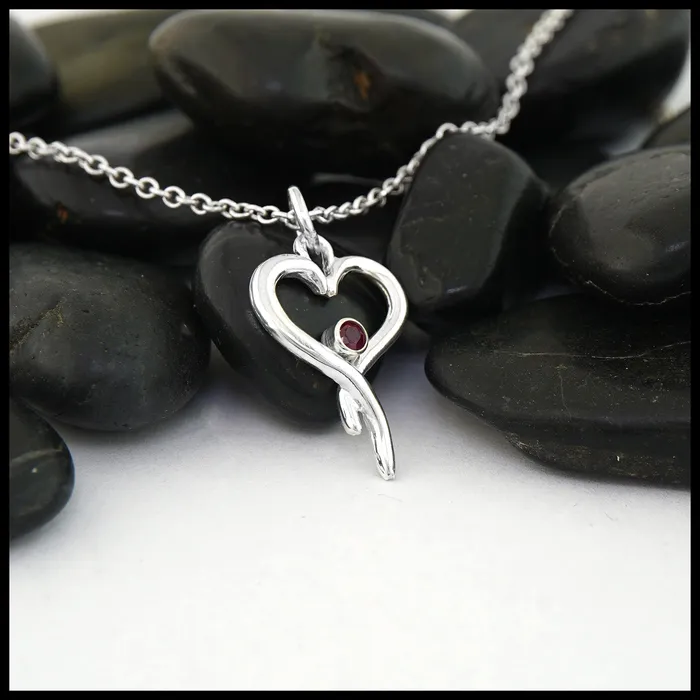 Walker Metalsmiths Necklaces Heart Pendant with Ruby