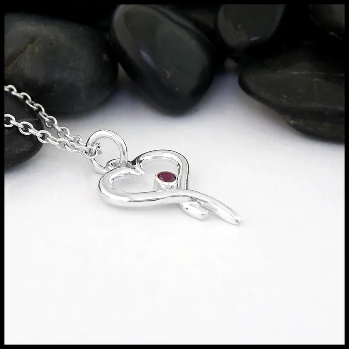 Walker Metalsmiths Necklaces Heart Pendant with Ruby