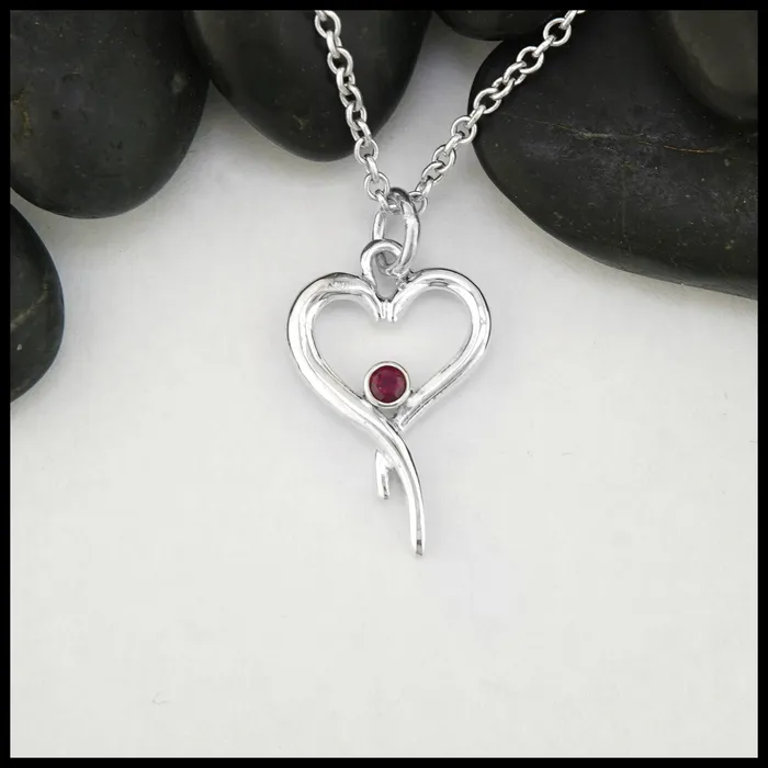 Walker Metalsmiths Necklaces Heart Pendant with Ruby