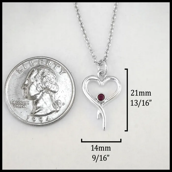 Walker Metalsmiths Necklaces Heart Pendant with Ruby
