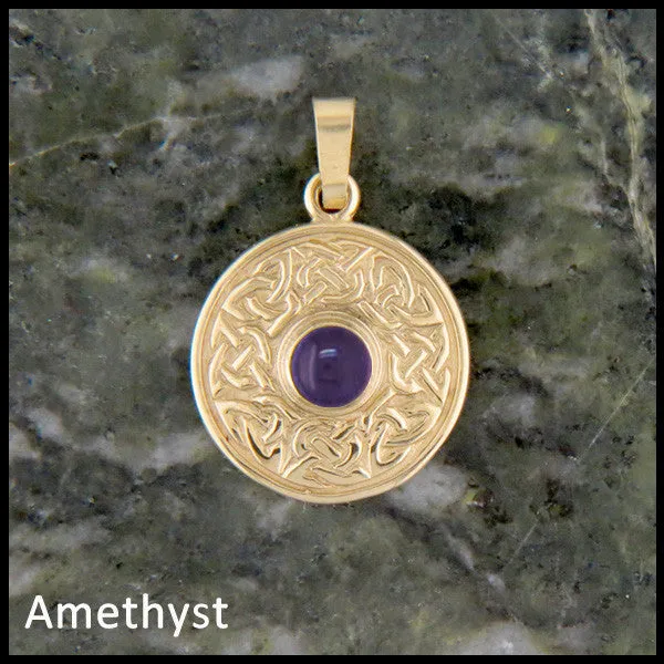 Walker Metalsmiths Necklaces Wheel of Life Pendant in Gold with Gemstone
