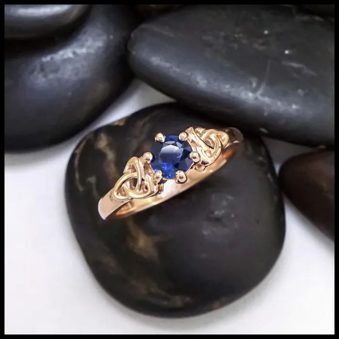 Walker Metalsmiths Rings Trinity Knot Ceylon Sapphire Ring