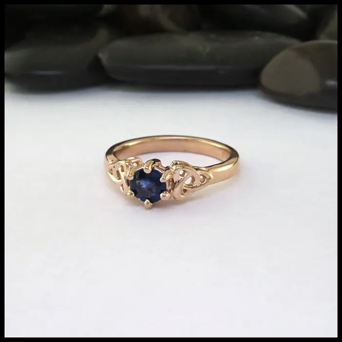 Walker Metalsmiths Rings Trinity Knot Ceylon Sapphire Ring