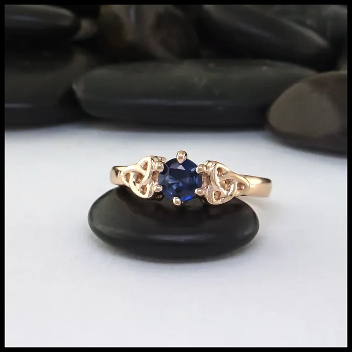 Walker Metalsmiths Rings Trinity Knot Ceylon Sapphire Ring