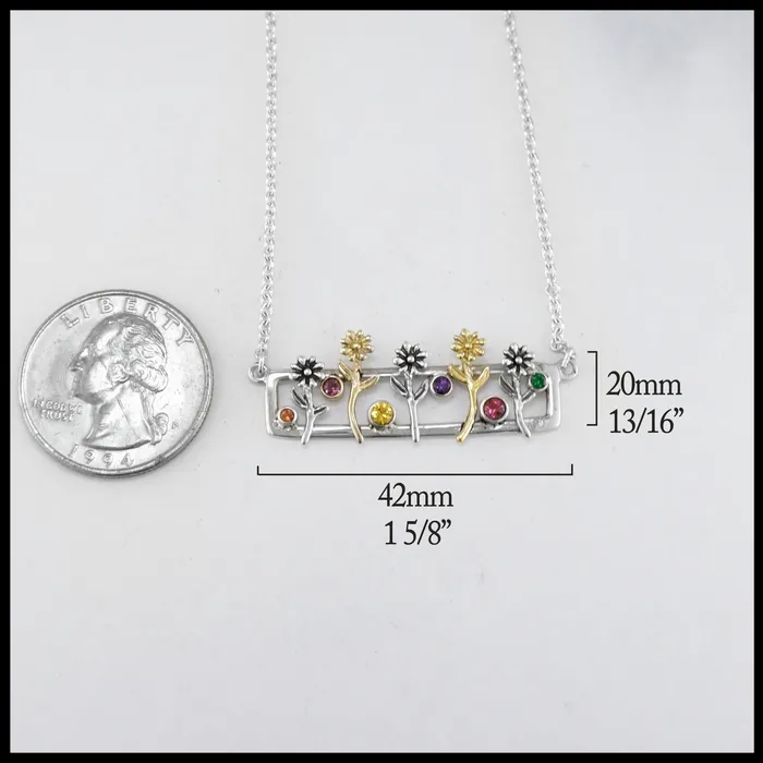 Walker Metalsmiths Sterling Silver Flower Bar Pendant Necklaces