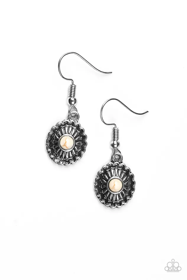 Wild in Wildflowers Paparazzi White Bead Silver Floral Frame Earrings Paparazzi Accessories Earrings Wild in Wildflowers Paparazzi White Bead Silver Floral Frame Earrings Paparazzi Accessories Earrings