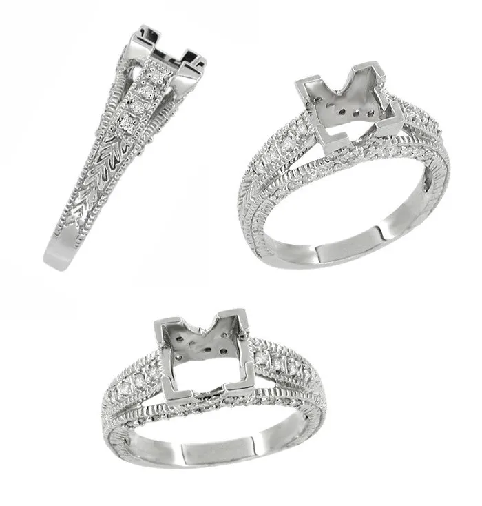 X O Kisses 34 Carat Princess Cut Diamond Engagement Ring Setting in White Gold Antique Jewelry Mall Rings X O Kisses 34 Carat Princess Cut Diamond Engagement Ring Setting in White Gold Antique Jewelry Mall Rings