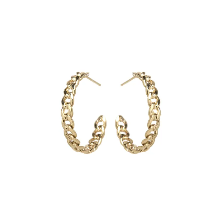 Zoe Chicco Gold Curb Chain Hoops Zoe Chicco PreStyled Sets