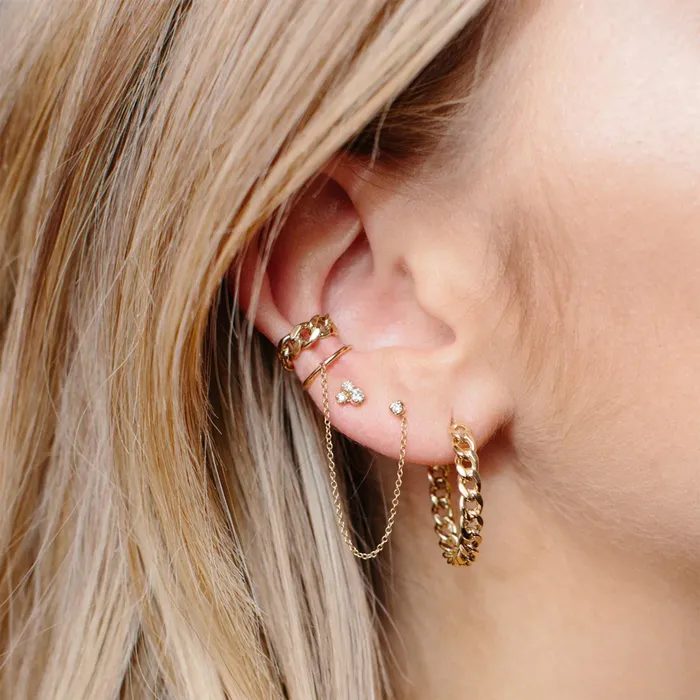 Zoe Chicco Gold Curb Chain Hoops Zoe Chicco PreStyled Sets