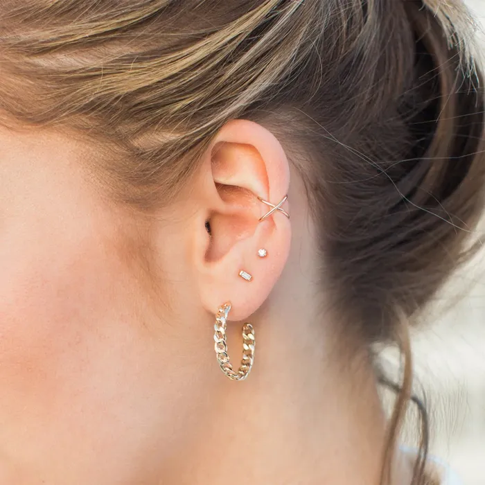 Zoe Chicco Gold Curb Chain Hoops Zoe Chicco PreStyled Sets